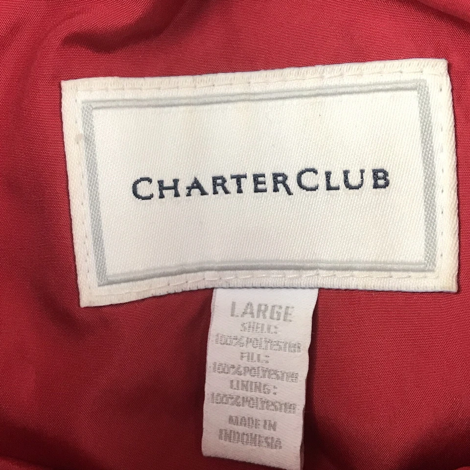 Chaleco Charter Club Mujer Grande Rojo Cremallera Completa Puffer Chaqueta Ligera Foto 2 de 4