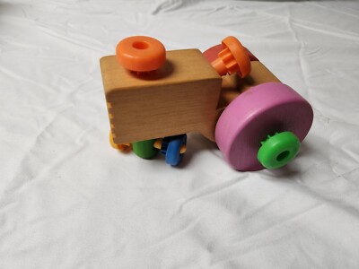 Vintage 1971 Mattel Build a Tractor Wood Toy Excellent Condition