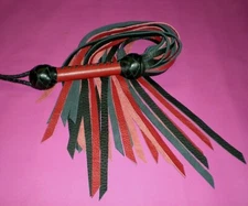 Leather Buffalo Flogger 30 Lash flogger Red & Black Whip Unisex, Hand Crafted SA