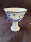 3.4in China Blue&white porcelain Feng Shui Dragon phoenix Wine vessel Goblet Cup