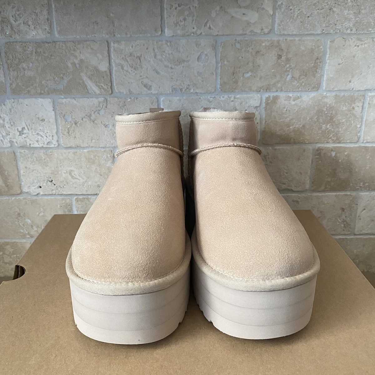 UGG Classic Ultra Mini Platform Driftwood Suede Ankle Boots