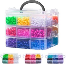 3600Pcs Pony Beads, 18 Assorted Colored Beads for Bracelets Making, Kandi Friend