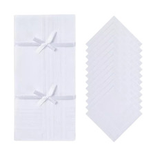 12pcs Mens Handkerchiefs 100 Cotton Classic Hankies Pocket White Easy to carely