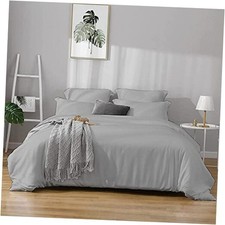 Solid  Full/Queen 90x90  3 Pieces Duvet Full / Queen 90" X 90" Silver Grey