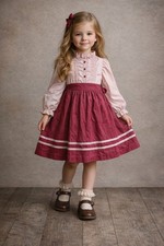 Vintage Ahalo Prairie Victorian Floral Corduroy Dress