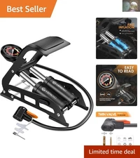 Lightweight Double Barrel Foot Pump - Ideal for Home & Travel with 160 PSI Gauge