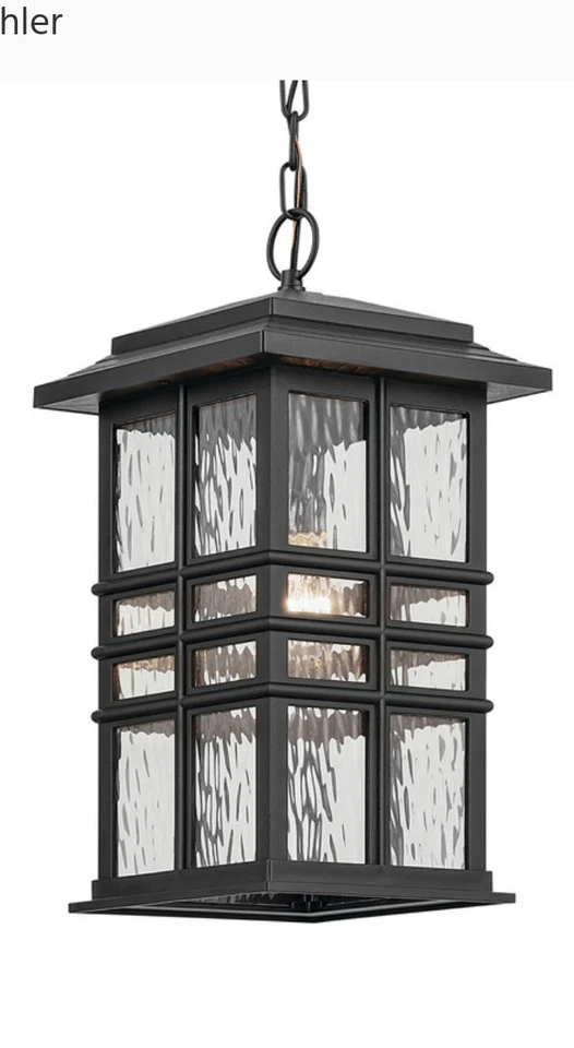 Kichler Beacon 方形户外吊坠浅纹理黑色 49833 BKT,全新 — 第 3/3 张图片