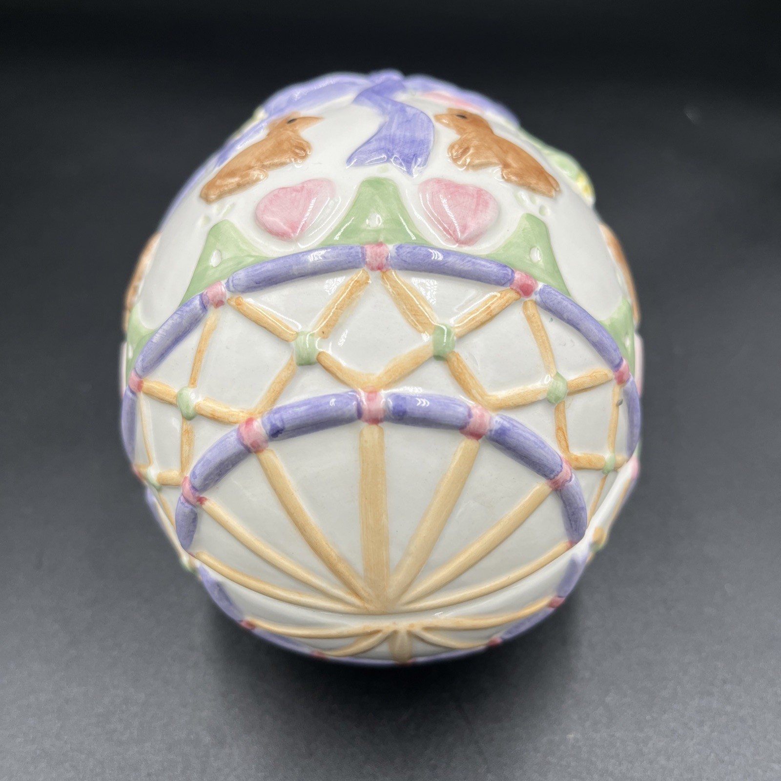 FITZ AND FLOYD "ESSENTIALS," EASTER EGG BUNNIES MONEY BOX TRINKETS CANDY DISH thumbnail 2