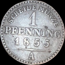 1855 A 1 pfennig 360 Eien Thaler - German States Prussia