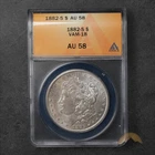 1882-S Morgan Silver Dollar $1 - VAM 18 Double Date - ANACS AU58 - San Francisco