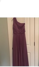 David's Bridal Wisteria Chiffon One Sleeve Dress Size 6 But Fits Size 4