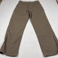 Carhartt Men s Loose Fit Canvas Work Pants Size 32W x 30L In Brown