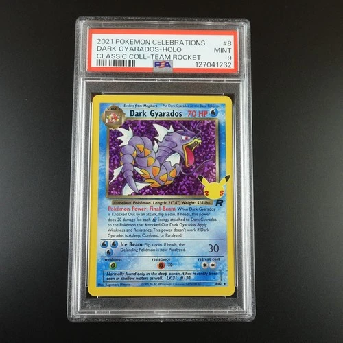 PSA 9 Dark Gyarados 8 Pokemon Celebrations Classic Collection Holo Graded Card