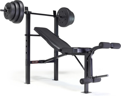 CAP Barbell Standard Weight Bench with Leg Developer and a 100 LB Vinyl Weight S