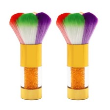 2Pcs Rainbow Nail Dust Brush, Colorful Nail Dusting Brushes, Nails Cleaning B...