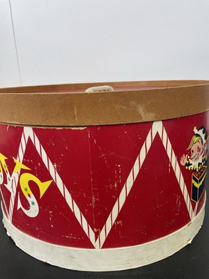 Vtg Round Children's Large Toy Chest Red, Drum Toy Box Jack in the