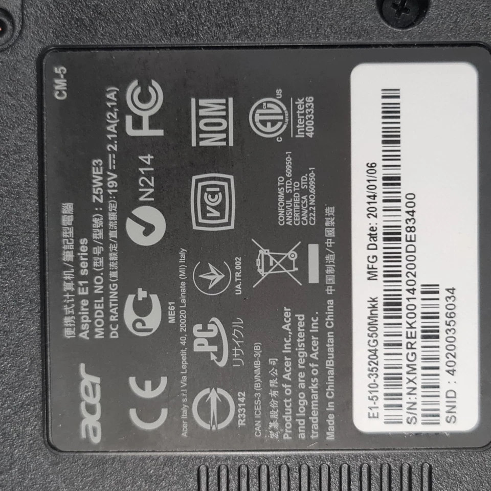 acer ASPIRE E1 V5WE3 8GB RAM 120 SSD , WINDOW 10 WITH CHARGER ( NEED NEW BATTERY - Image 3 of 4