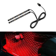 Car LED Strip Light 24 LED RGB Neon Auto Interior Atmosphere Lights 12V USB Red