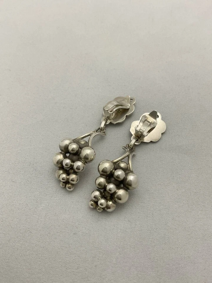 GEORG JENSEN No. 40 Grape Cluster Clip-On Earrings Sterling Silver 925 #084 - Image 4 of 4