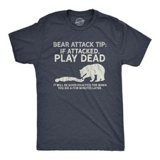 Mens Bear Attack Tip T Shirt Funny Camping Hiking Outdoor Adventure Sarcastic