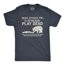 Mens Bear Attack Tip T Shirt Funny Camping Hiking Outdoor Adventure Sarcastic