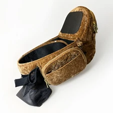 Tushbaby Hip Seat Baby Carrier Brown with Gold Tone Accent Boho