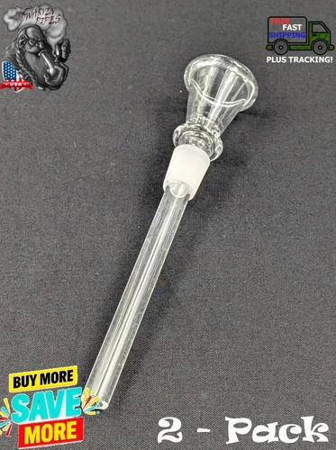 2 Pack: Glass Downstem With Bowl 14MM Male For Glass Water Pipe Replacement