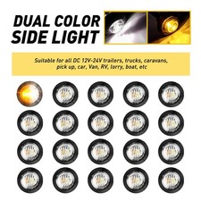 20x 34 Led Round Marker Lights Dual Color Truck Trailer 12v Bullet Side Light