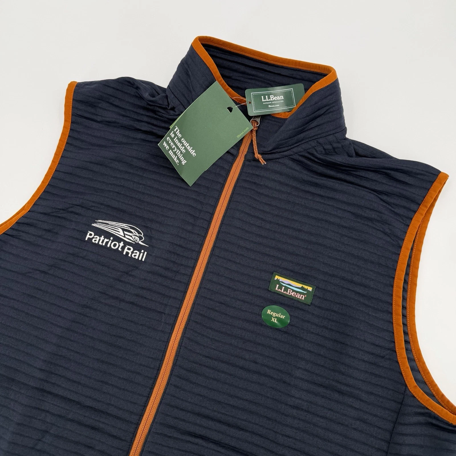 LL Bean Airlight Vest Mens XL Full Zip Patriot Rail Logo Pockets Outdoors NWT