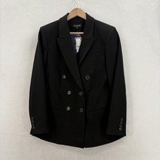 J.Crew Blazer Womens 2 Black Double Breasted Work Jacket Four Season Stretch NWT