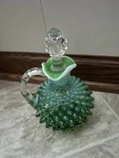 FENTON LIME GREEN OPALESCENT HOBNAIL CRUET #3863-LO, 1952 - 1955