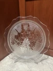 Vtg 12" Iris & Herringbone Cookie Serving Plates Set Of 3 Clear Depression Glass