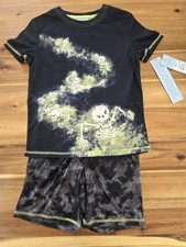 Cat  Jack Boys Skeleton Print Black Pajama Set S 6/7 Halloween Polyester 27