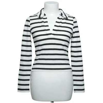 H&M, pull en tricot, taille : XS, noir/blanc, élasthanne/polyester/viscose #4WH - Photo 1/4