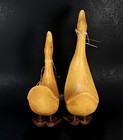 2 Wooden Duck Figures Golden Yellow Metal Feet & Eyes Rustic Primitive Decor — photo 9