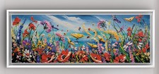ORIGINAL ACRYLIC OIL FLOWER PAINTING  ON DEEP CANAVS ,EVELINA VINE 30 cm x 80 cm