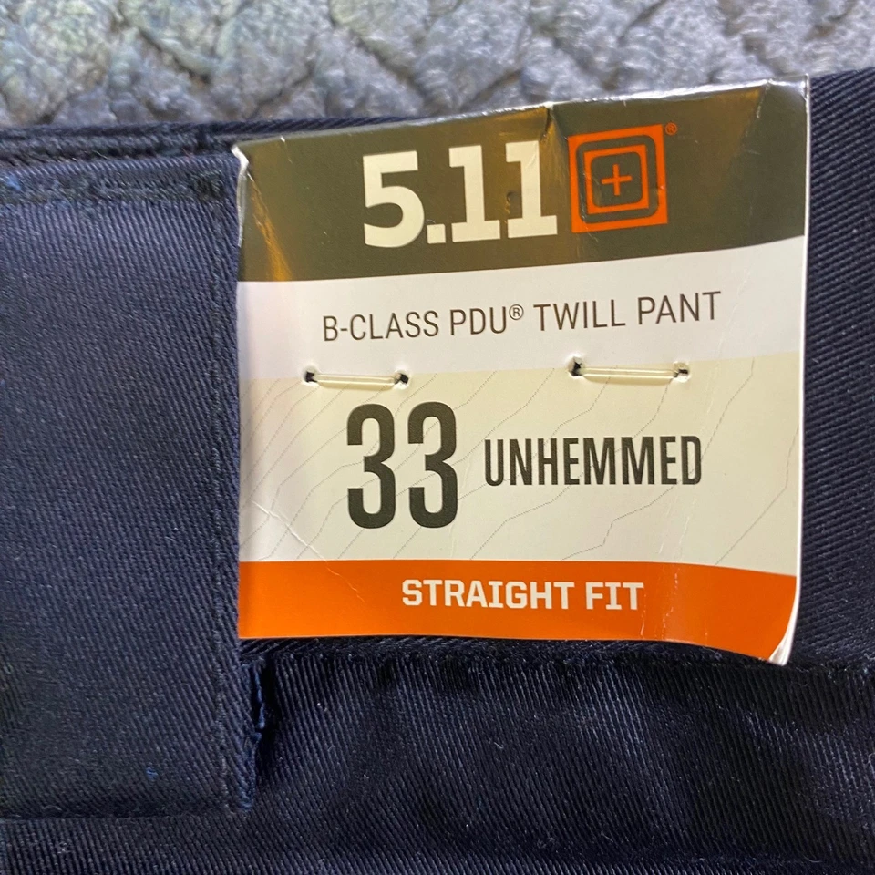 Pantalón táctico de sarga para hombre 33 PDU B 5.11 clase medianoche azul marino calce recto sin dobladillo Foto 4 de 4