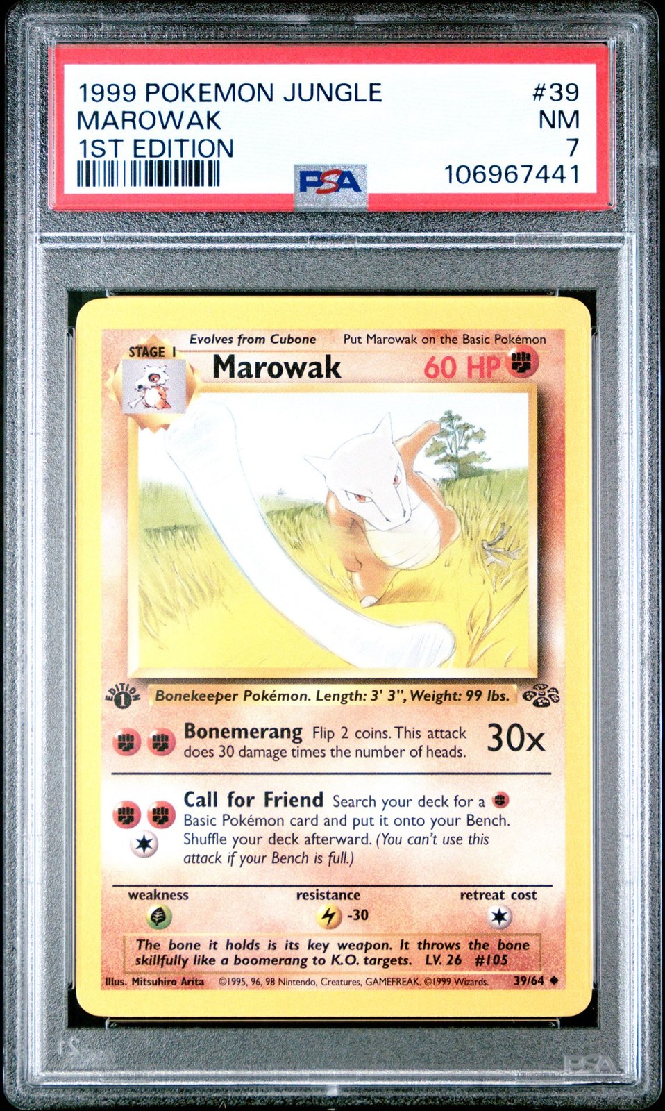 Pokemon - Jungle Marowak 1999 39 1st Edition PSA 7