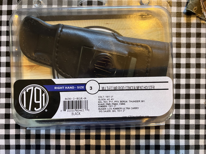 NEW NIP 1791 RH SIZE 3 MULTI-FIT IWB RIGID LEATHER HOLSTER COLT GLOCK SIG RUGER