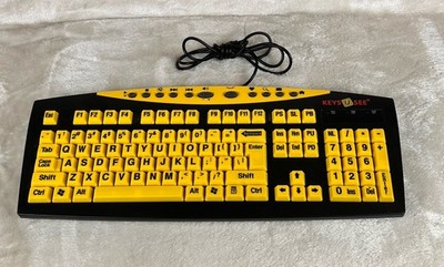 AbleNet Keys-U-See Large Print Keyboard Yellow Black Keys USB Wired Bad Vision