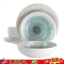 Potters Wheel 12 Piece Lightweight Dinnerware Set Service 4 Outdoor Use