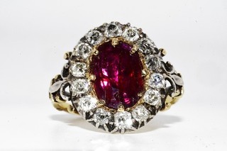 $11 000 18K 3.22CT Certified Antique Victorian Era Natural Ruby & Diamond Ring
