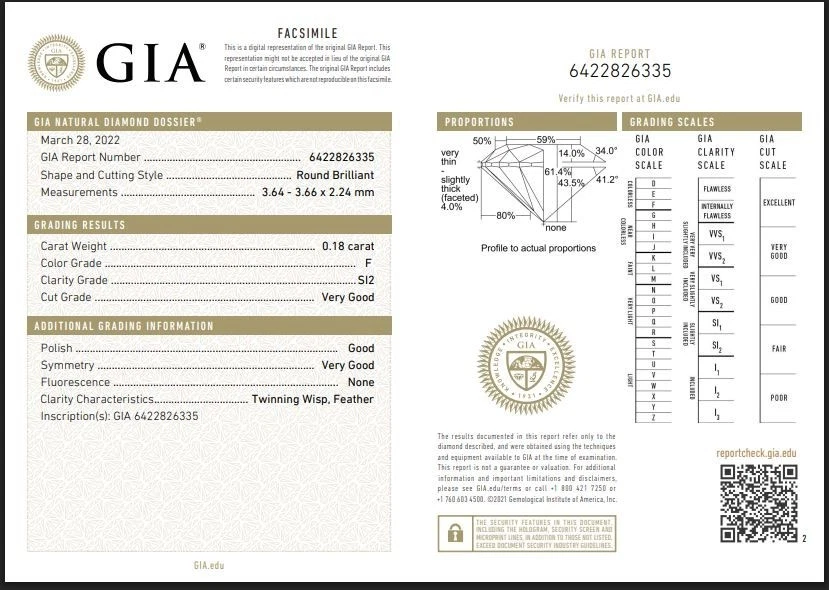 Loose Round 100% Natural GIA CERTIFIED Diamond 0.18 Ct Color F/SI Clarity 3 mm - Image 3 of 4