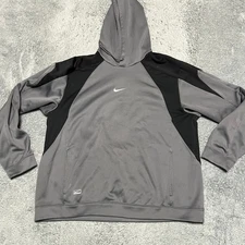 Nike Hoodie Mens Large Gray Performance Center Swoosh Fleece 258635 ***flaw