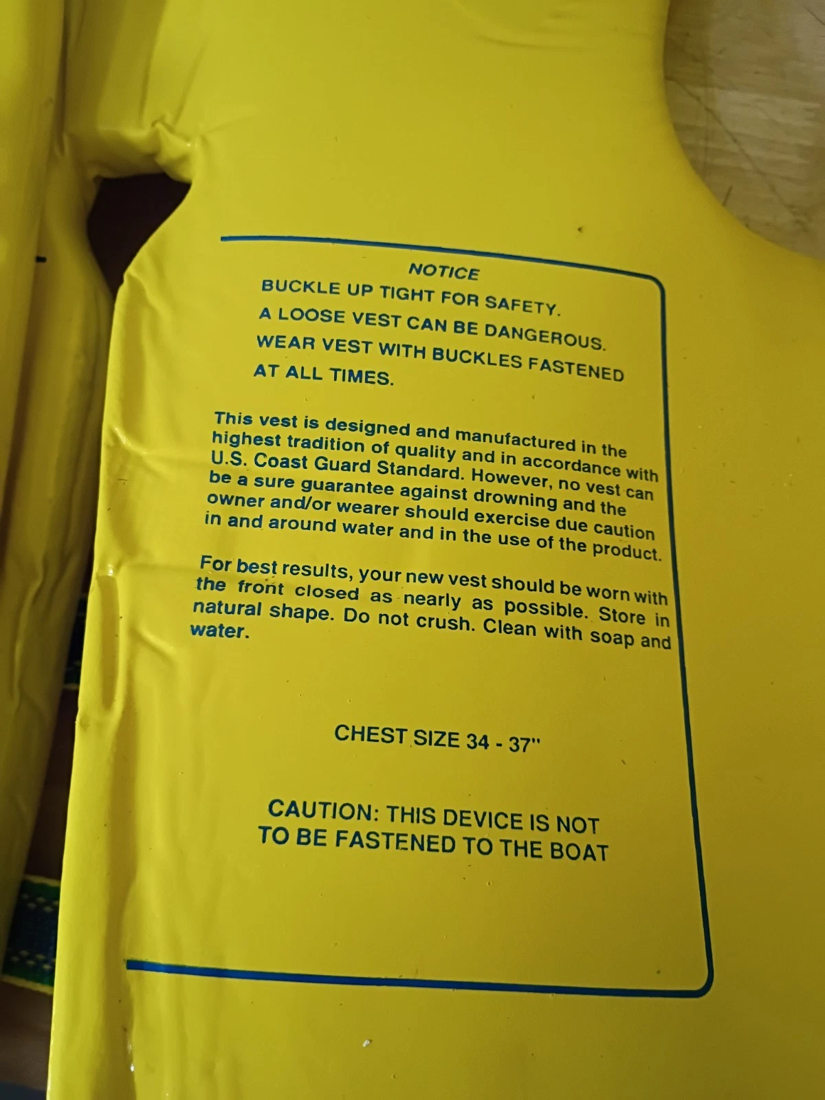 TRC Recreation Super Soft Vinyl Coated Foam Yellow Life Jacket Size Adult Small image 5