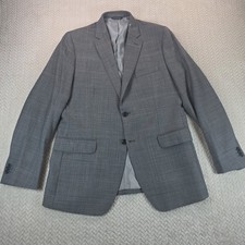 Banana Republic Men 42R Grey Glen Plaid 100 Wool Tailored Fit Blazer Sport Coat