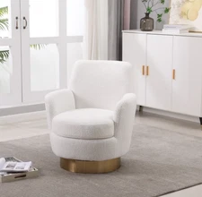 360° Swivel Velvet Accent Chair Barrel Reading Armchair for Living Room Round