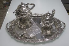 Sterling silver tea set with tray