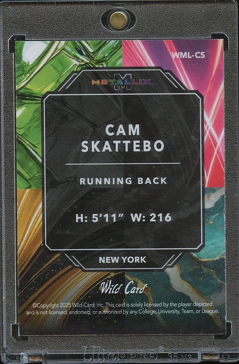 Cam Skattebo 2025 Wild Card Metallix Rookie RC New York Giants 1/1