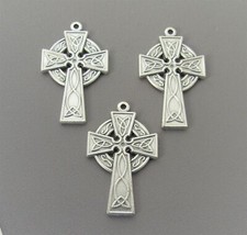 Lot 3 CROSS Celtic Making Rosary Crucifix Supplies Parts ITALY C153 finsh SILVER